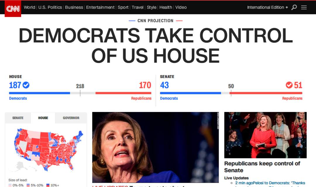 美国中期选举：民主党夺回众议院 共和党保住参议院
