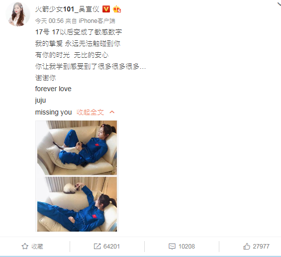 吴宣仪发文悼念爱猫 粉丝贴心安慰超暖心