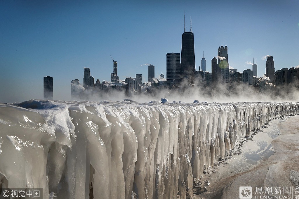 美国极寒天气创造奇景