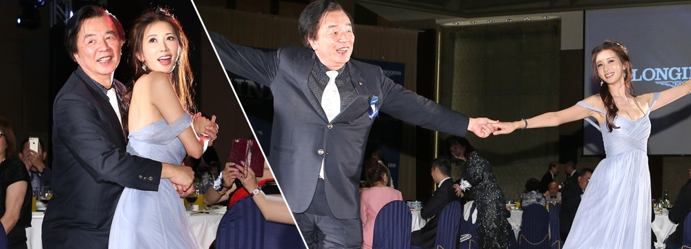 林志玲携父亲出席晚宴 现场热舞