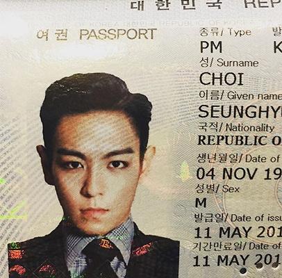 BigBang成员TOP晒护照 证件相都能拍得这么帅！