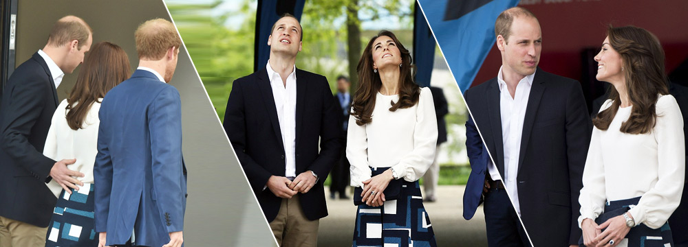 夫妻档出行！威廉王子贴心搂腰凯特王妃