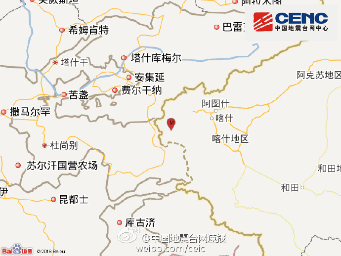 新疆阿克陶县再发生5.0级地震