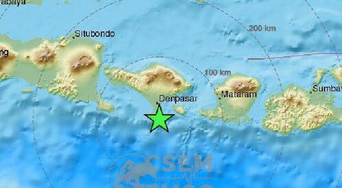 印尼巴厘岛海域今早发生6.4级地震