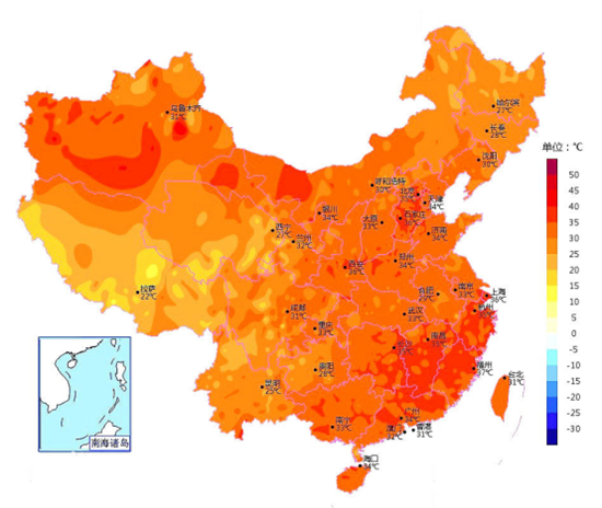 近年来全球气候变暖,在中国6月下旬到8月中下旬全国大范围超强高温