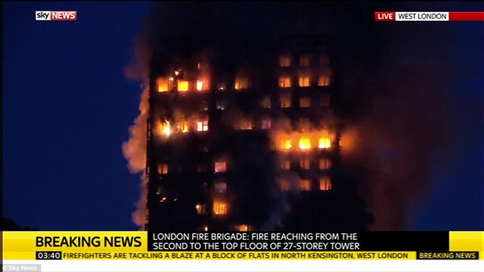 伦敦27层公寓大楼被大火吞没 有人未逃出 (组图)
