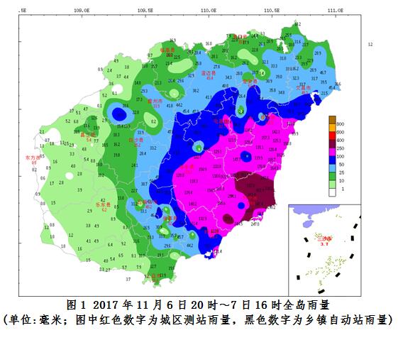 受东风波动影响,6日20时～7日16时,海南岛大部分地区出现了明显降水