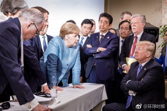 默克尔发的这张G7峰会照片火了：特朗普被“围攻”