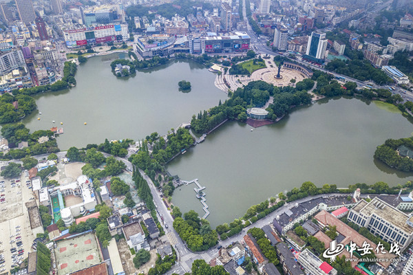 俯瞰芜湖镜湖公园城市风光无限好_手机凤凰网