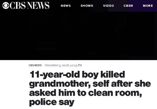 美11岁男孩枪杀祖母后自杀 只因不满被要求打扫房间