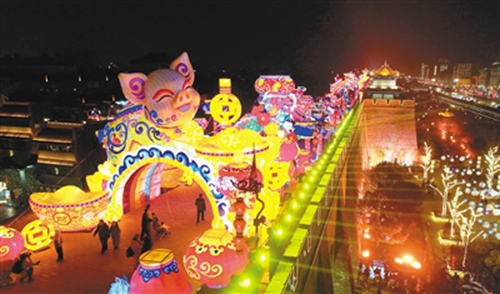 城墙新春灯会西安南京双城互动向世界邀约中国年