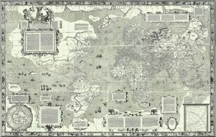 1569 年,墨卡托发布的世界地图图片