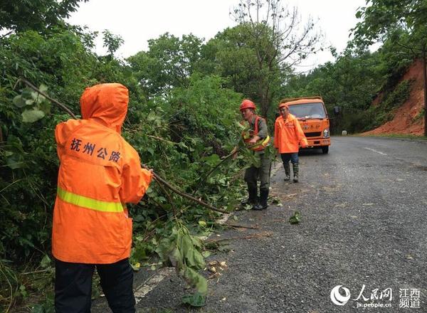 广昌境内暴雨导致交通中断,公路部门紧急抢修。