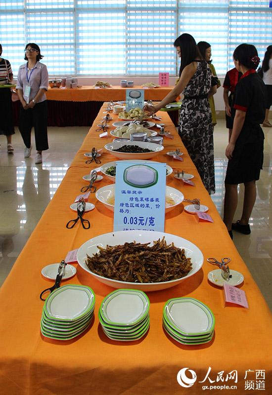 餐厅内菜品均有标价提示并配有对应颜色的餐盘