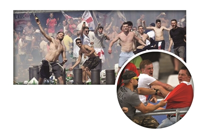 英格兰球迷遭俄罗斯球迷暴打