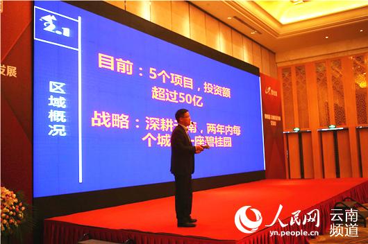 碧桂园云南区域副总裁李剑做公司发展方向和目标介绍 人民网 薛丹 摄