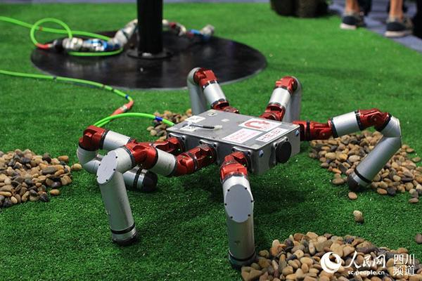 2016中国·成都全球创新创业交易会，展出的蜘蛛机器人。（朱虹 摄）
