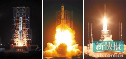 ■长征七号运载火箭在海南文昌航天发射场点火升空。新华社发