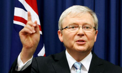 资料图片：工党出身的陆克文曾于2007年和2013年两度出任澳大利亚总理。（图片来源：路透社）