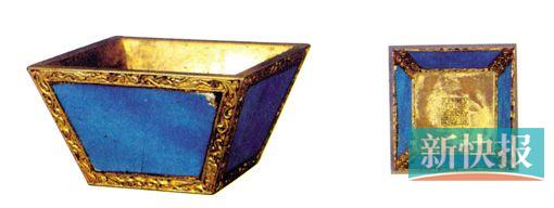 ■明代 鎏金孔雀蓝“显德遗器”款方斗 高5.3厘米 观复博物馆藏