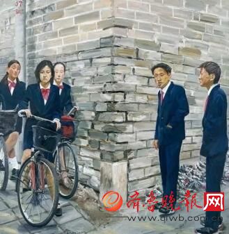 刘小东作品《自古英雄出少年》，布面油画，200x 200cm，2000年。图片：致谢中国嘉德拍卖行