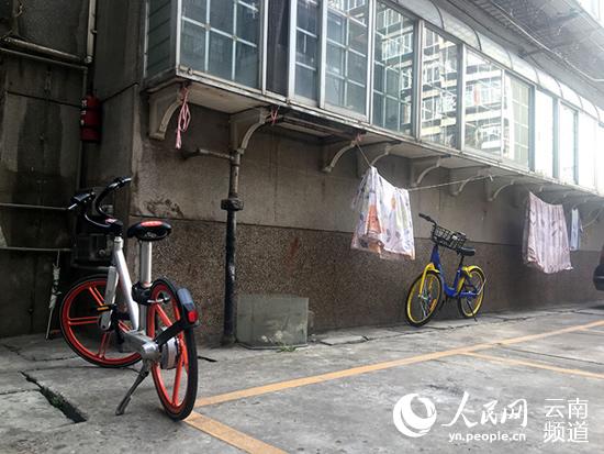 被骑进小区的共享单车。摄影:徐前