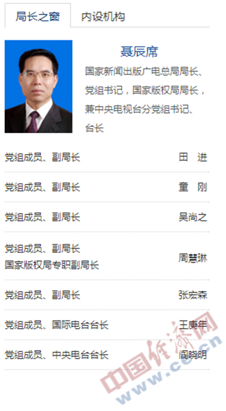 国家新闻出版广电总局官方网站“局长之窗”栏目截图