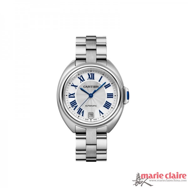 卡地亚Clé de Cartier自动腕表，精钢，参考售价¥38200如果你在找一个不典型的圆形腕表，那么Clé的弧线表壳也许是个有变化的款式，上手服帖，深具辨识度。