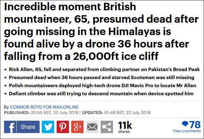 坠落喜马拉雅山冰崖36小时 英国登山家被发现还活着