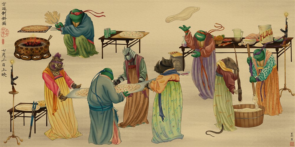 《忍者神龟2》发中国特制海报 神龟穿越骑白马