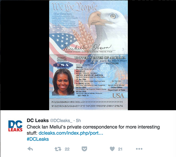 白宫电邮又被黑客攻陷：这次第一夫人护照都被公开了