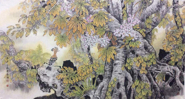 雨后96×180cm 西双版纳热带雨林的风景风情是徐孟海多年来艺术创作的主题,也是他宣泄和抒发自己内在情感、主体情怀的创新源泉。他以西双版纳热带雨林为题材的花鸟画,从严谨细腻的工笔,到工笔写意结合;既有传统的艺术之妙,又兼有时代创新之美,形成了中国花鸟画创作上一道独特而亮丽的风景——“每当我走进那片神奇的原始雨林,静静聆听一曲曲绿色生命交响曲;各种姹紫嫣红的植物,宛若飘落凡间的美丽精灵,我的心狂热而静谧,物我交融,物我两忘,天人合一。用心去感悟、领略、思考