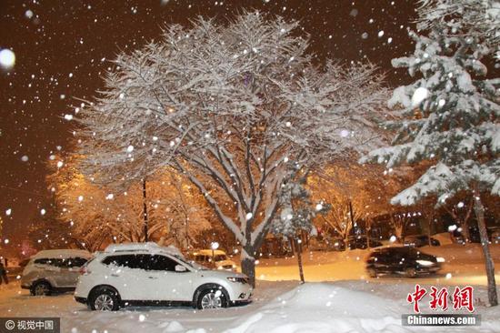 阿勒泰地区气象台副台长齐贵英说，阿勒泰市区和东部各县暴雪要持续到16日，暴雪天气将会对公路、铁路、民航及牧业生产带来非常严重的影响。图片来源：视觉中国