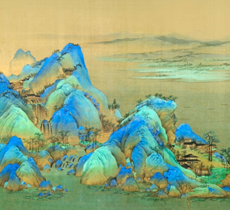 宋代画家王希孟名作《千里江山图》(局部)