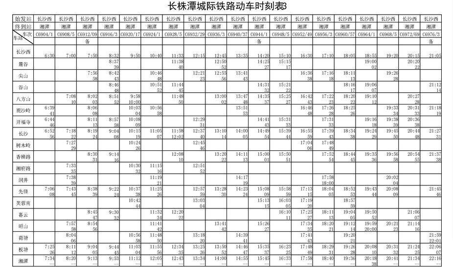 长株潭城际铁路26日全线开通运营(附列车时刻表)