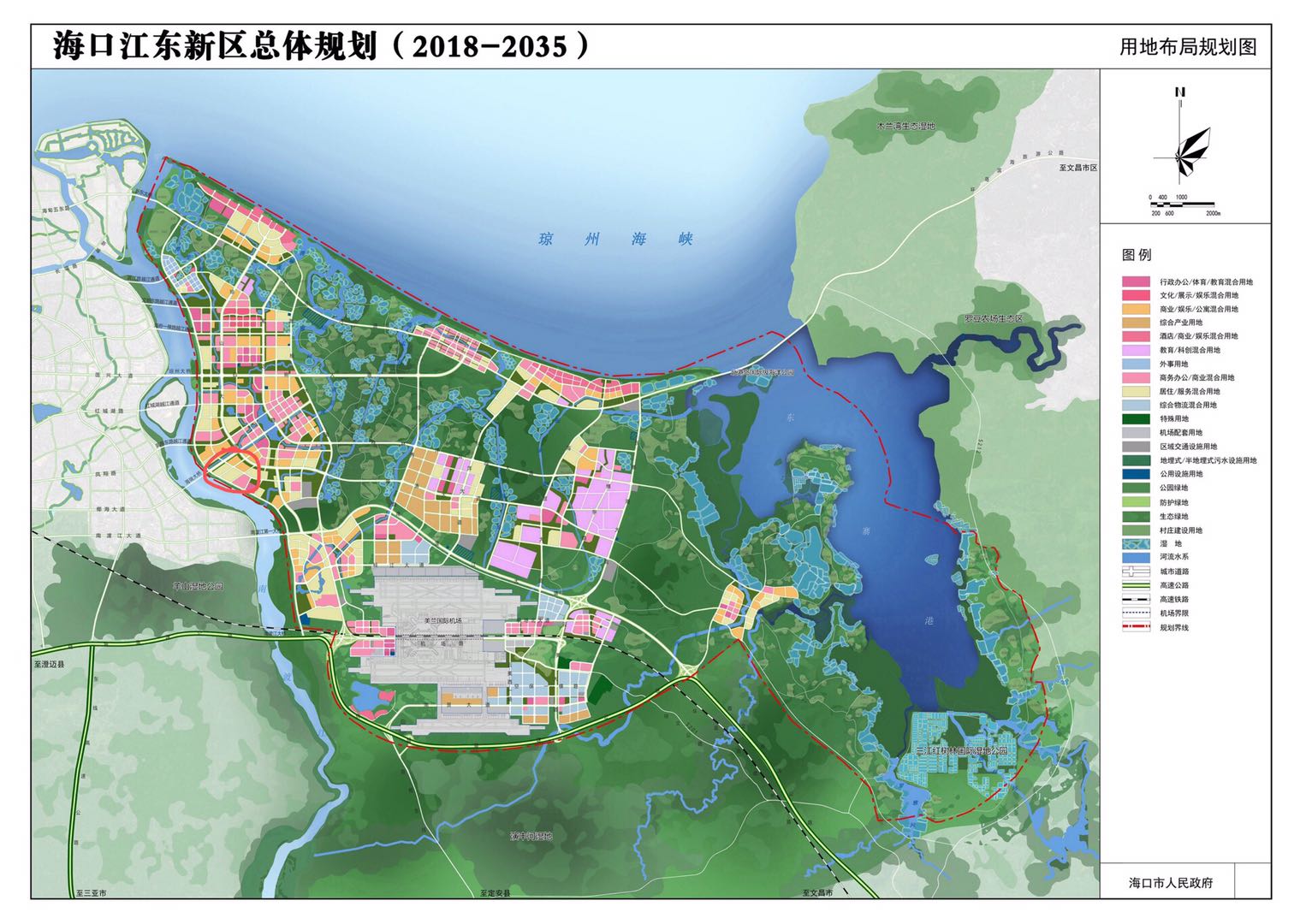 海口江東新區位於海口市東海岸區域,東起東寨港(海口行政邊界),西至南