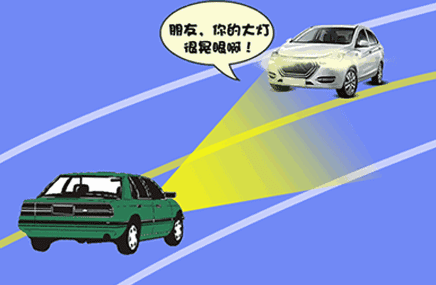 在夜晚,如果对面来了辆开远光的车,闪两下大灯,表示提醒对方关掉远光