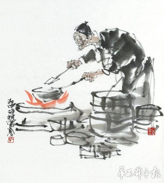 民国时期的厨师"味道长".孔祥辉 画