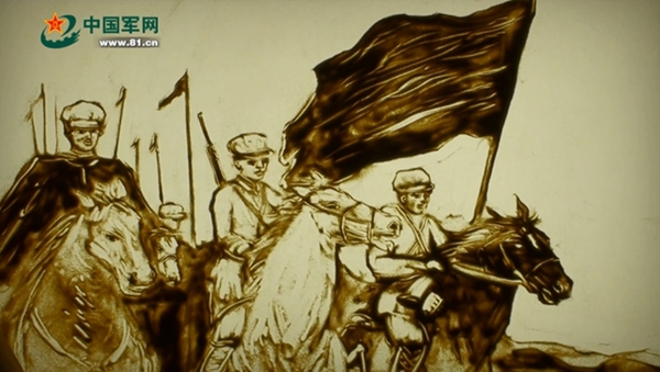 军网推出原创沙画讲述两万五千里长征组图