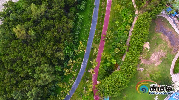 航拍三亚月川生态绿道  连接人和自然的走廊
