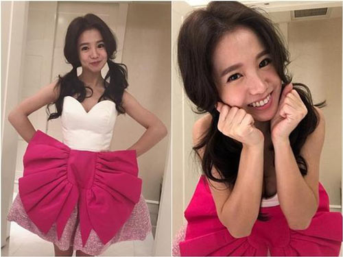 台童颜巨乳女星弯腰装可爱事业线尽收眼底