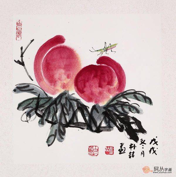 得福亦增寿,给长辈祝寿的寿桃字画